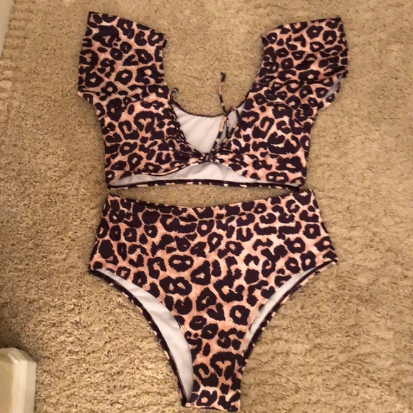 leopard two piece bathing suit